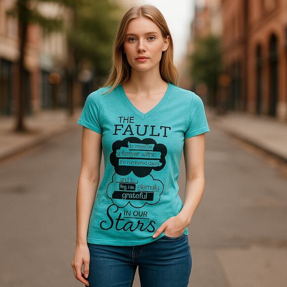 The Fault in Our Stars John Green Tee T-Shirt Blue‎ Size Extra Small XS - Picture 1 of 6
